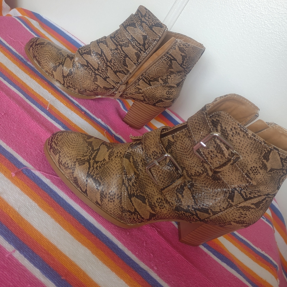Snakeskin Patterned Ankle Boots